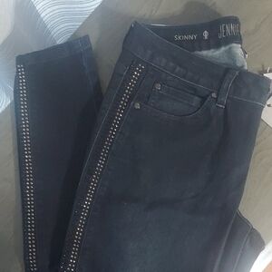 Jennifer Lopez Dark Blue Skinny Jeans with Studded Accents Size 6